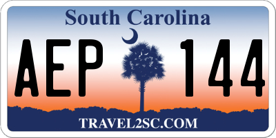 SC license plate AEP144