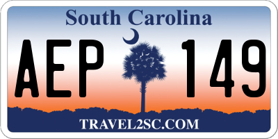 SC license plate AEP149