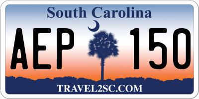 SC license plate AEP150
