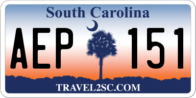 SC license plate AEP151