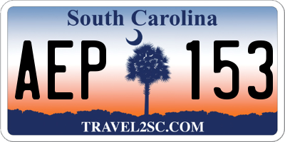 SC license plate AEP153