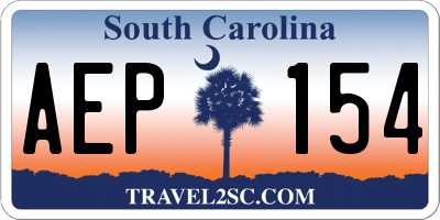 SC license plate AEP154