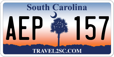 SC license plate AEP157