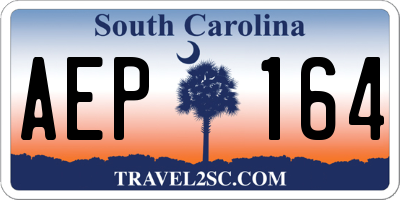 SC license plate AEP164