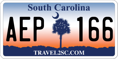 SC license plate AEP166