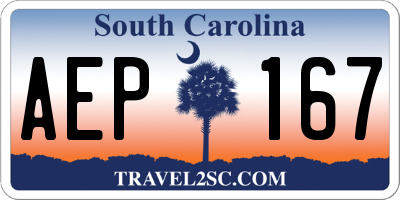 SC license plate AEP167