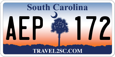 SC license plate AEP172