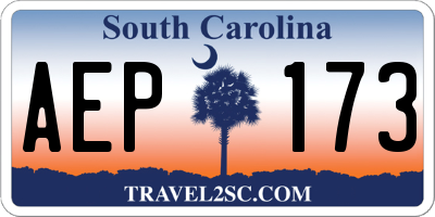 SC license plate AEP173