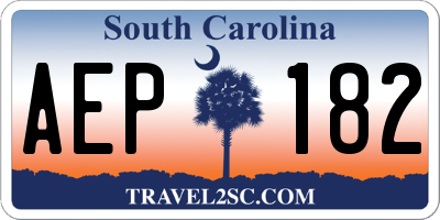 SC license plate AEP182