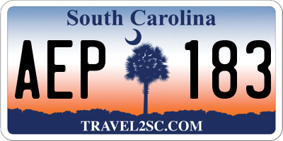 SC license plate AEP183
