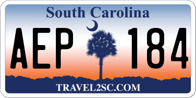SC license plate AEP184