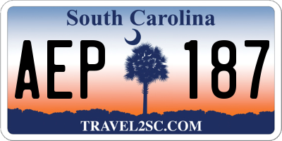 SC license plate AEP187