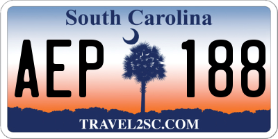 SC license plate AEP188