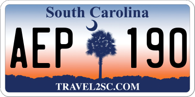 SC license plate AEP190