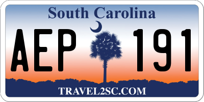 SC license plate AEP191