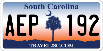 SC license plate AEP192