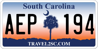 SC license plate AEP194
