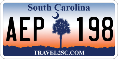 SC license plate AEP198