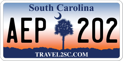 SC license plate AEP202