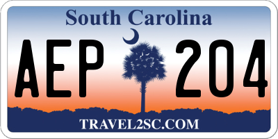SC license plate AEP204