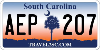 SC license plate AEP207