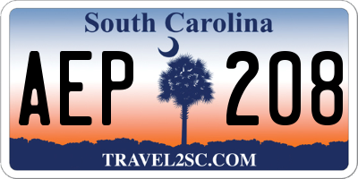 SC license plate AEP208