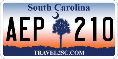 SC license plate AEP210