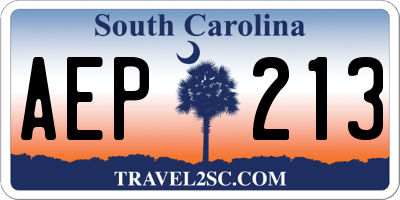 SC license plate AEP213