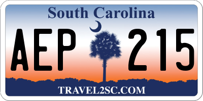SC license plate AEP215
