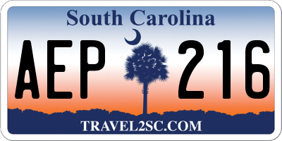 SC license plate AEP216