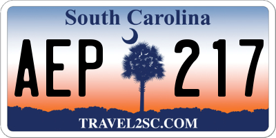 SC license plate AEP217