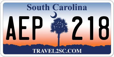 SC license plate AEP218