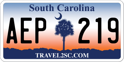 SC license plate AEP219