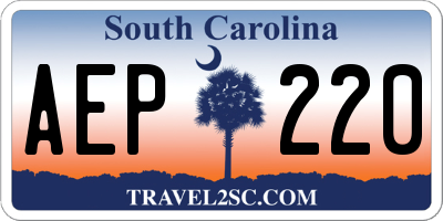 SC license plate AEP220