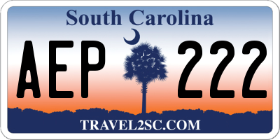 SC license plate AEP222