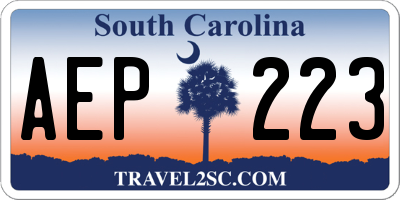 SC license plate AEP223