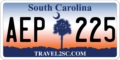 SC license plate AEP225