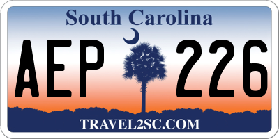 SC license plate AEP226
