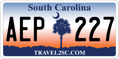 SC license plate AEP227