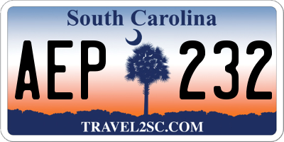 SC license plate AEP232