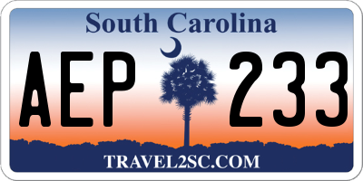 SC license plate AEP233