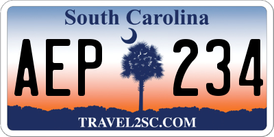 SC license plate AEP234