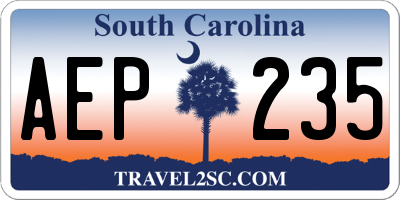 SC license plate AEP235