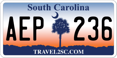 SC license plate AEP236