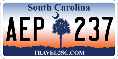 SC license plate AEP237