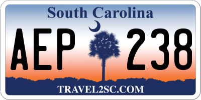SC license plate AEP238