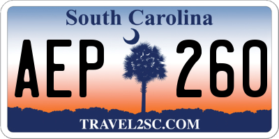 SC license plate AEP260