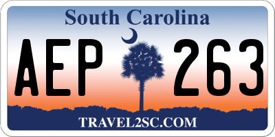 SC license plate AEP263