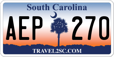 SC license plate AEP270