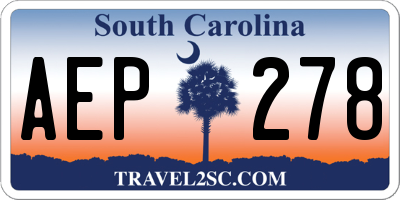 SC license plate AEP278